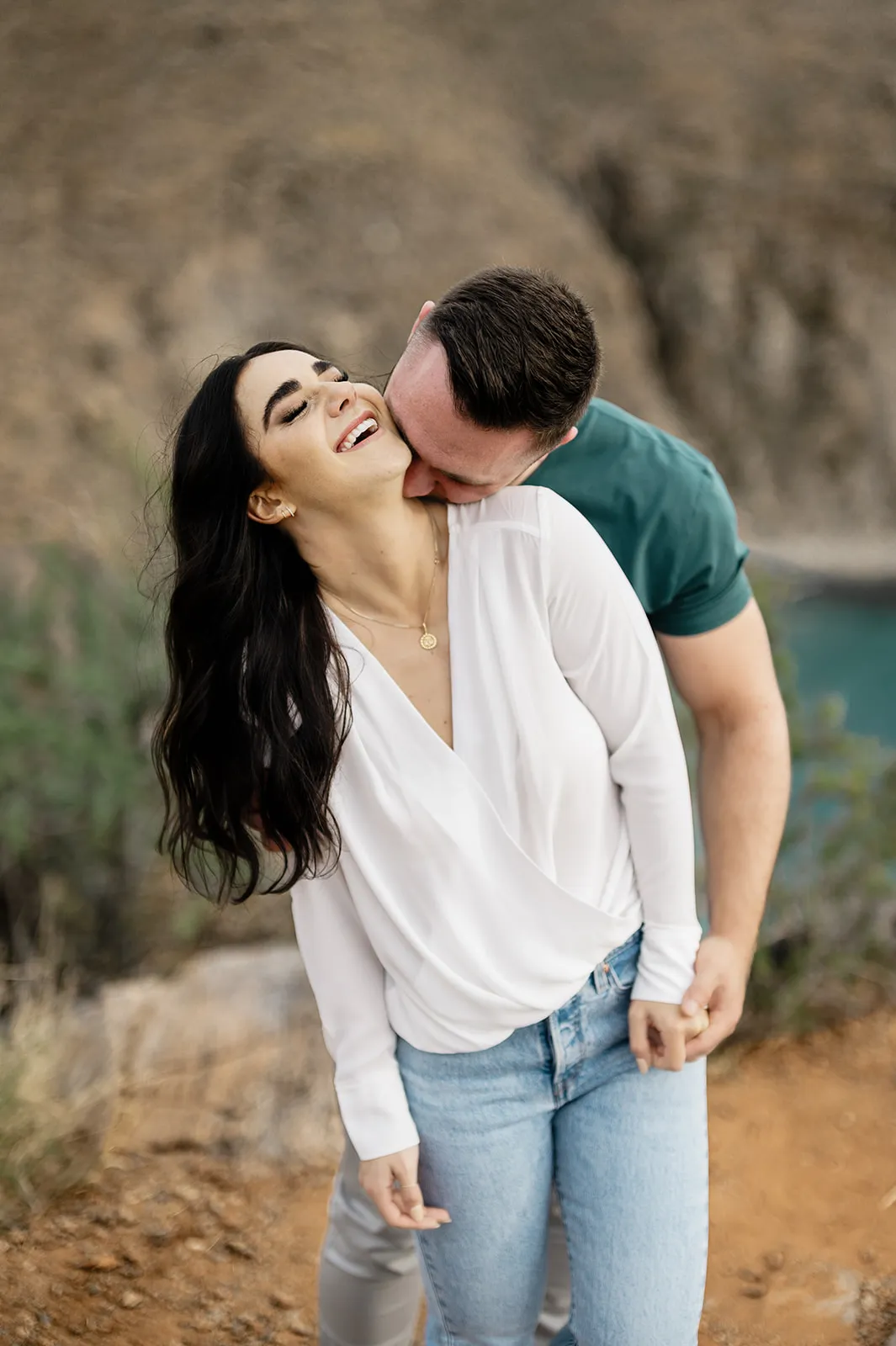 Janae and Wolf on the Pacific coast at Punta Lobos — Carlos Plazola