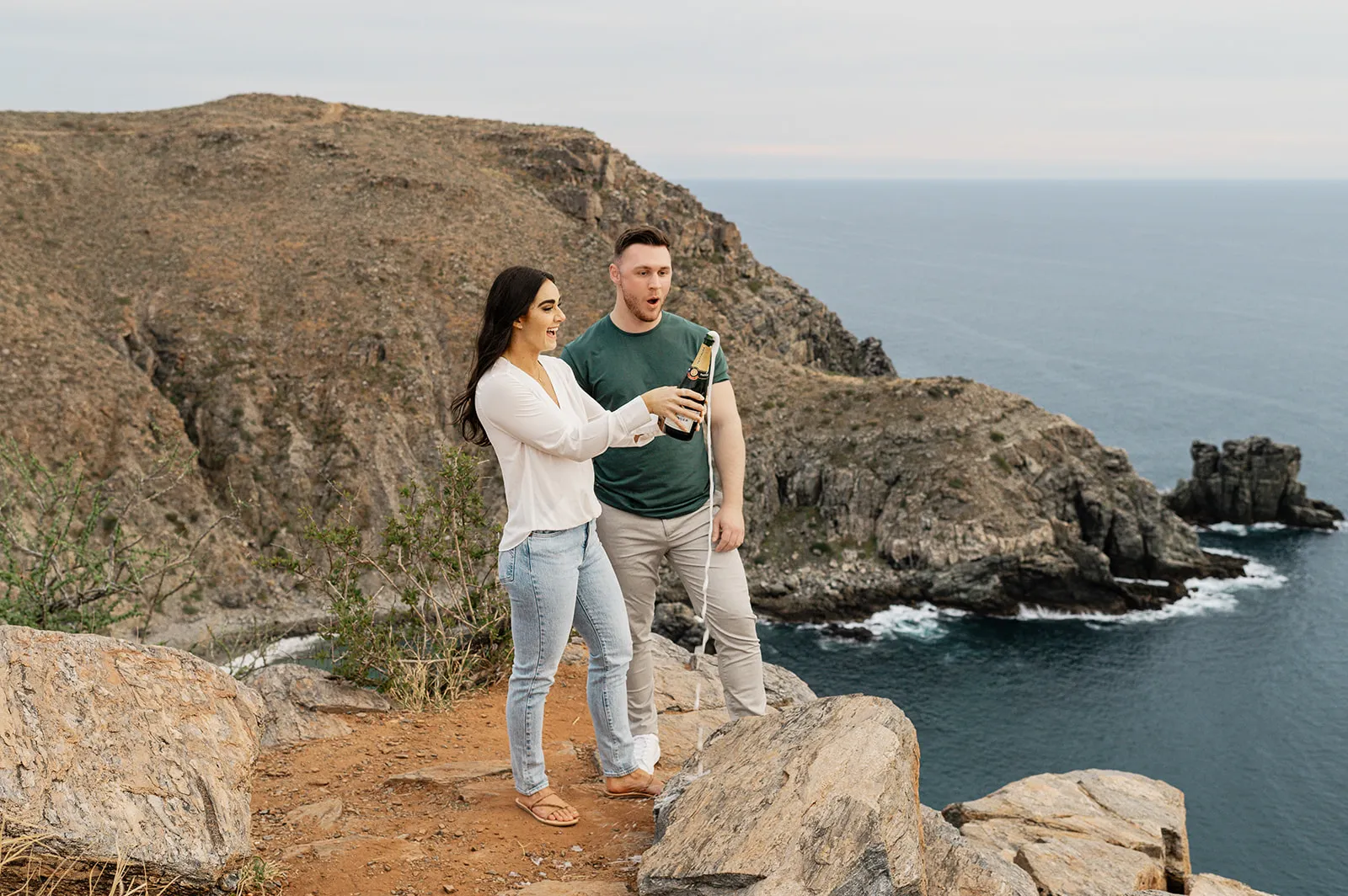 Punta Lobos engagement portraits of Janae and Wolf — Carlos Plazola