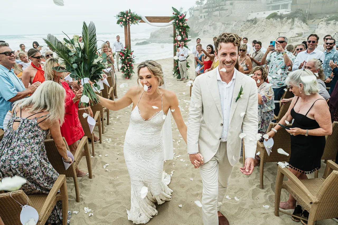 Joyful couple celebrating in Cabo San Lucas